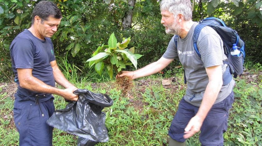 two participants holding plant