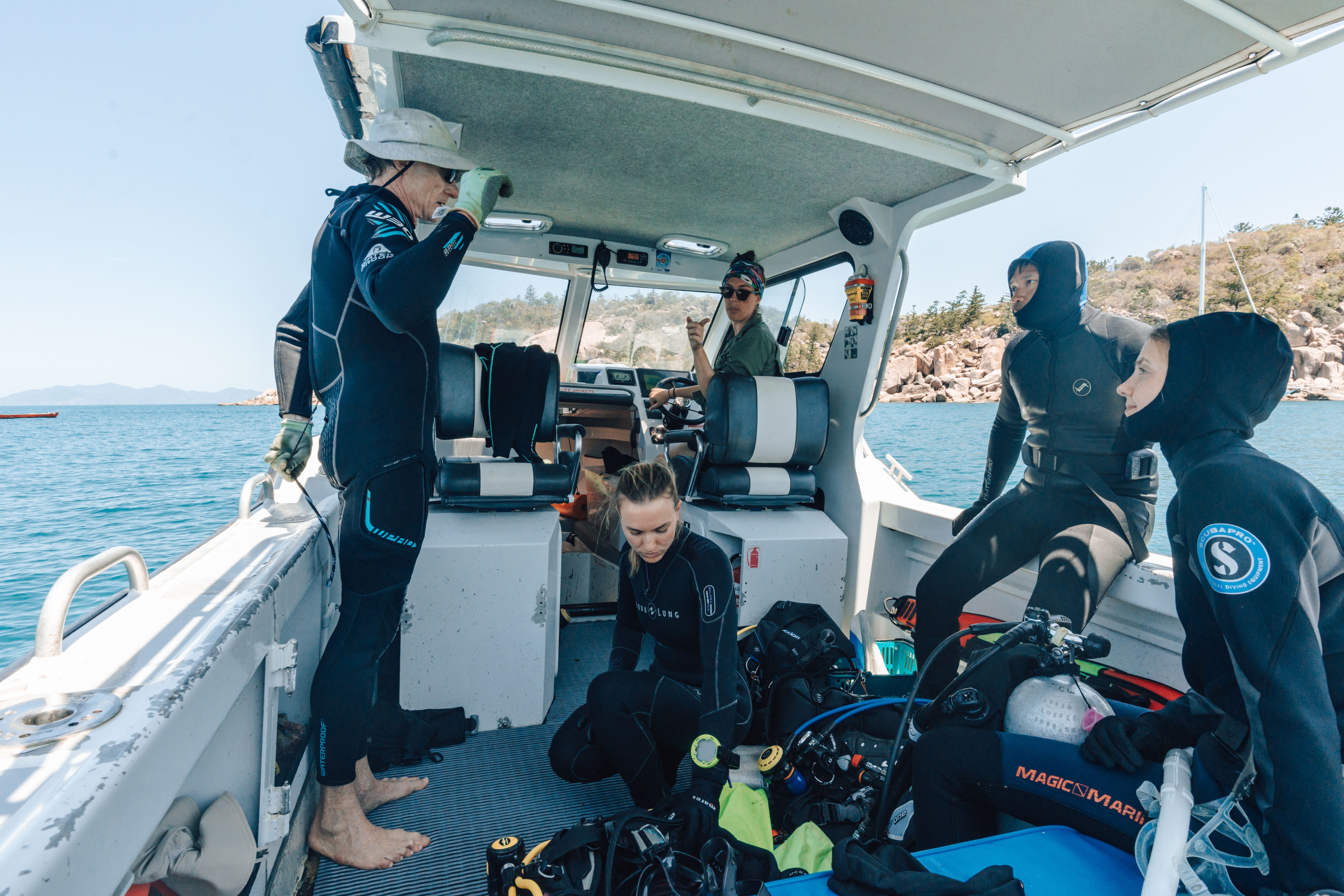 Researchers on Boat